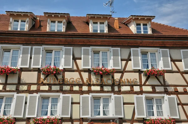 França, Alsácia, pitoresca aldeia velha de Eguisheim — Fotografia de Stock