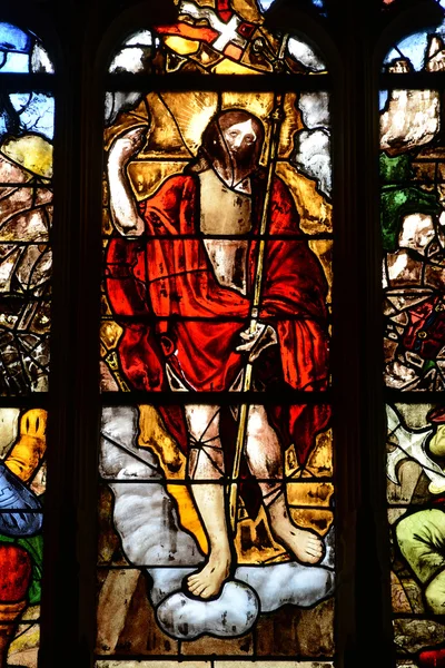 France, stained glass window in the Saint Martin church of Triel — Stock Photo, Image