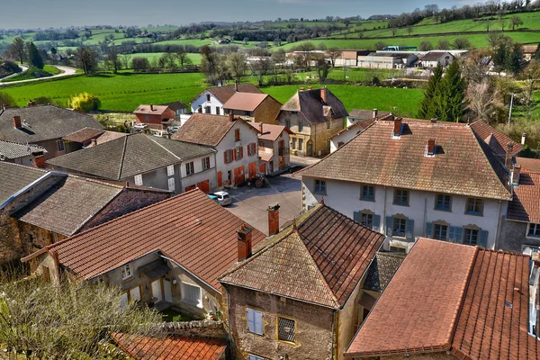 Franciaország, festői falu Chateauneuf Saone et Loire — Stock Fotó