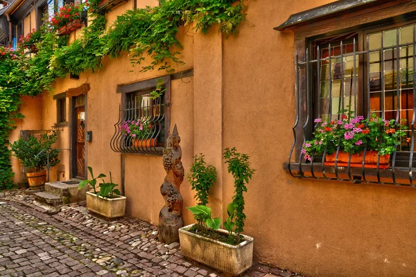 Francia, pittoresco villaggio di Eguisheim in Alsazia — Foto Stock