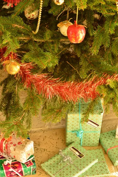 Ile de France, árvore de natal decorada em uma casa — Fotografia de Stock