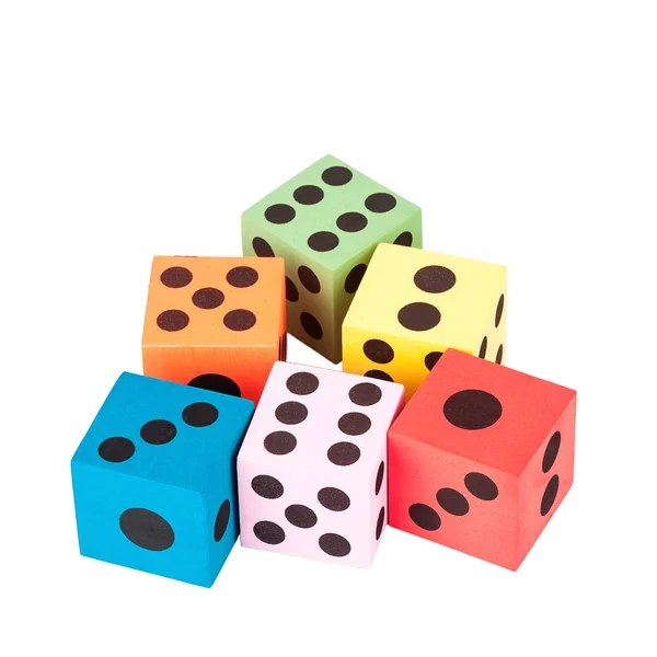 Colorful foam dice — Stock Photo, Image