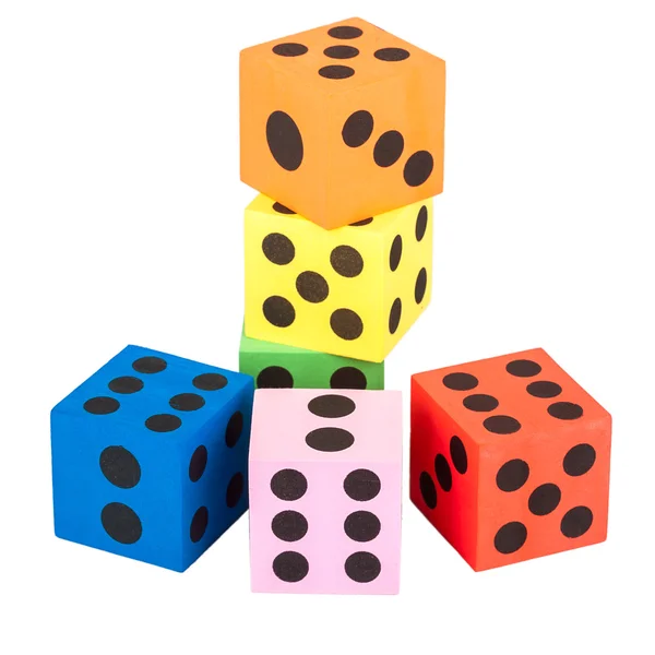 Colorful foam dice Royalty Free Stock Images