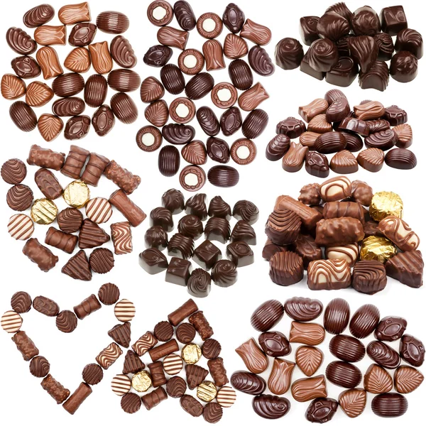 Collection of chocolate candies pictures — Stock Photo, Image