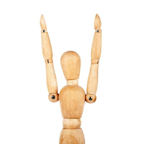 Дерев'яний манекен з піднятими руками — стокове фото