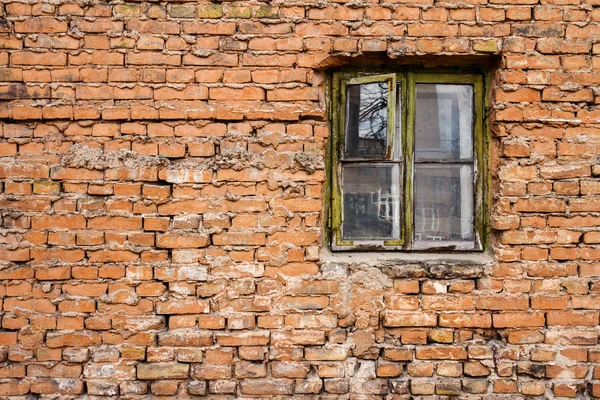 Cihla wal a okno — Stock fotografie