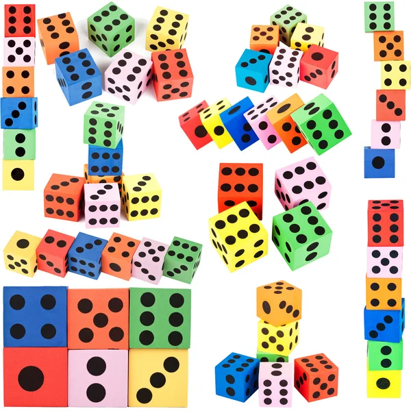 Collection of colorful foam dice — Stock Photo, Image