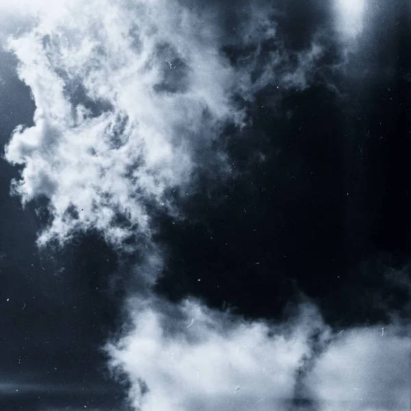 Grunge Image Sky Clouds Grainy Dusty Toned Black White Film — Stock Photo, Image