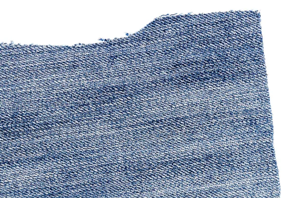 Açık Mavi Kot Kumaş Parçası Beyaz Arka Planda Izole Edilmiş — Stok fotoğraf