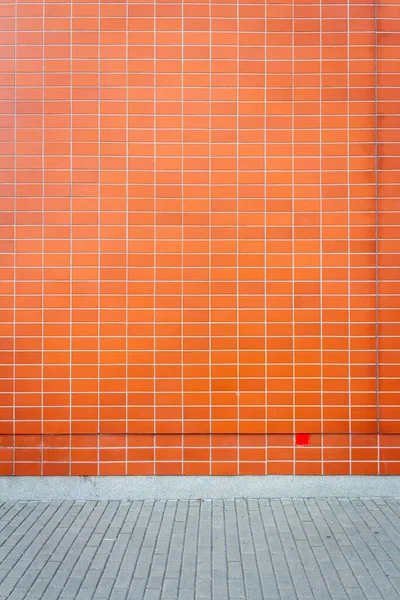 Mur Moderne Tuiles Argile Rouge Trottoir — Photo
