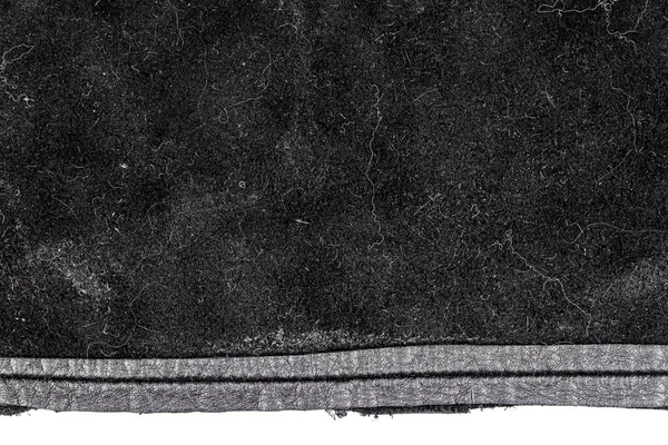 Кусок Грязной Черной Кожи Изолирован Белом Фоне Смятая Текстура Материала — стоковое фото