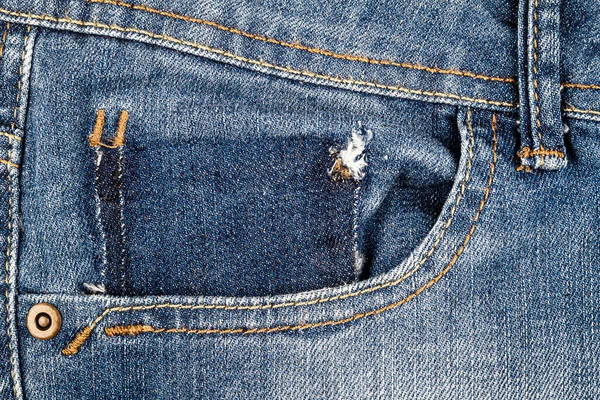 Mörkblå Jeans Tyg Med Mode Ficka Bakgrund Jeans Detalj Blå — Stockfoto