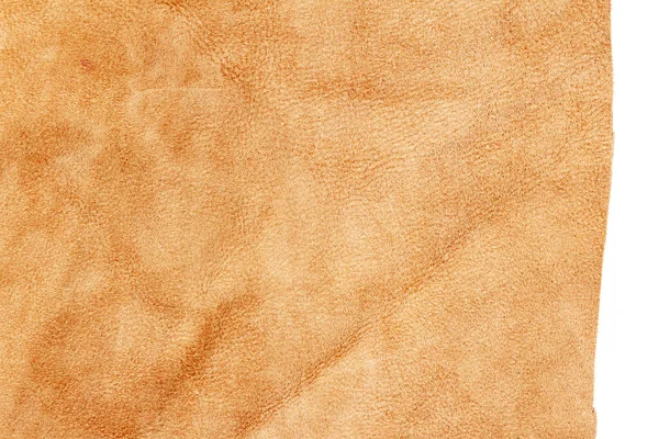 白い背景に隔離された茶色の革のピース — ストック写真