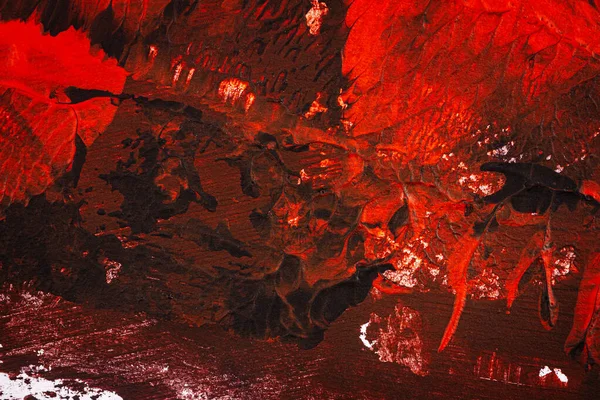 黑色和红色手绘丙烯酸背景 用粉刷和笔刷勾勒出丙烯酸质感 — 图库照片