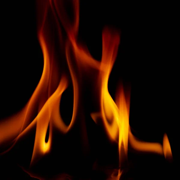 Eld Lågor Isolerad Svart Bakgrund — Stockfoto