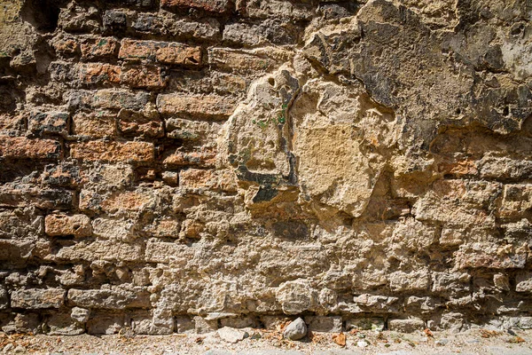 Old Weathered Wall Bricks Cobblestone — Stock Photo, Image