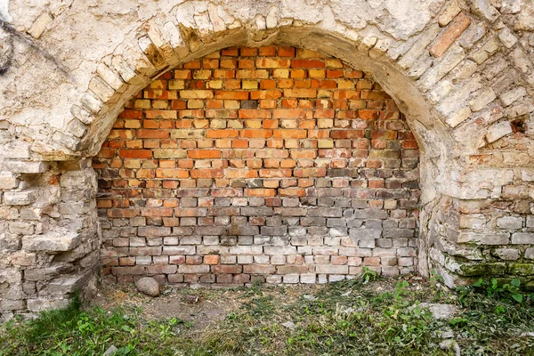 Vieux Mur Abandonné Avec Fenêtre Brique Architecture Détail Fond Construction — Photo