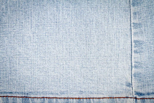 Textura Jeans Azul Claro Fundo Tecido Ganga Com Uma Costura — Fotografia de Stock