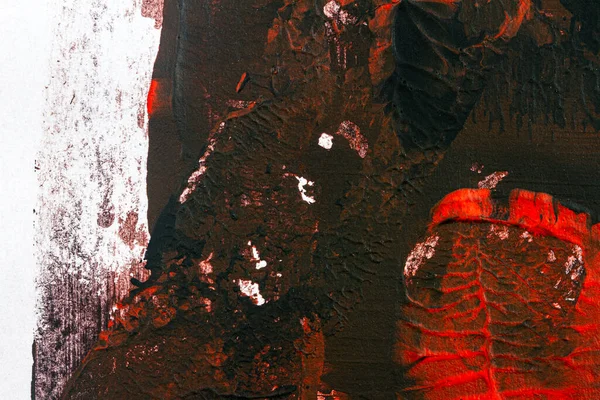 Fondo Acrílico Pintado Mano Negro Rojo Textura Acrílica Grunge Con — Foto de Stock