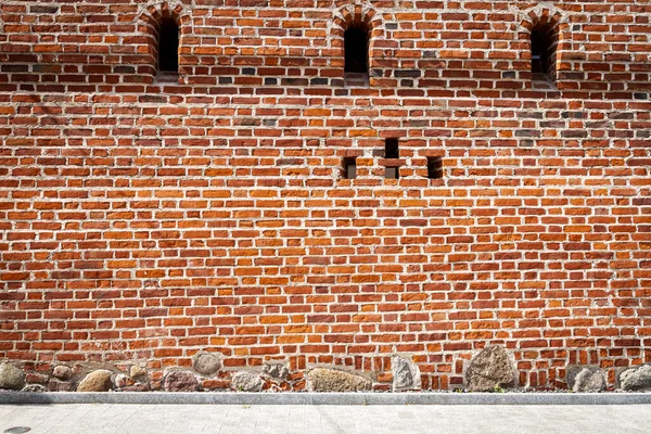 Старая Выветрившаяся Стена Кирпичей Тротуар — стоковое фото
