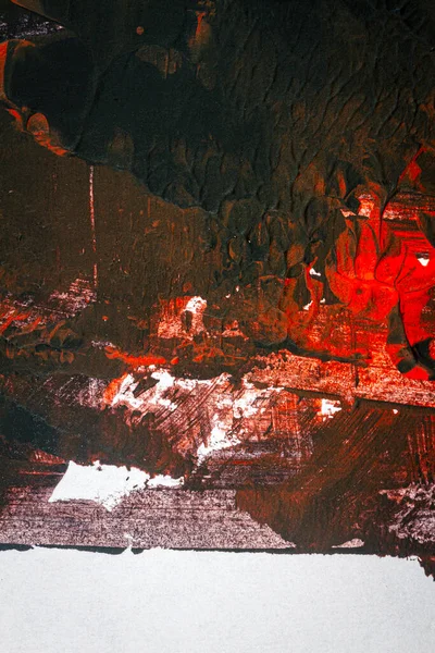 Preto Vermelho Pintado Mão Fundo Acrílico Grunge Textura Acrílica Com — Fotografia de Stock