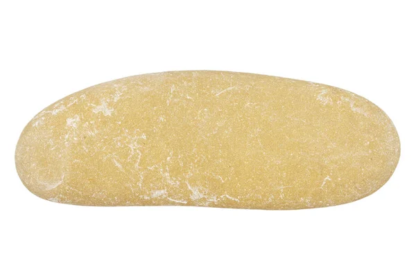 Beyaz Arkaplanda Izole Edilmiş Tek Sarı Çakıl Taşının Üst Görünümü — Stok fotoğraf