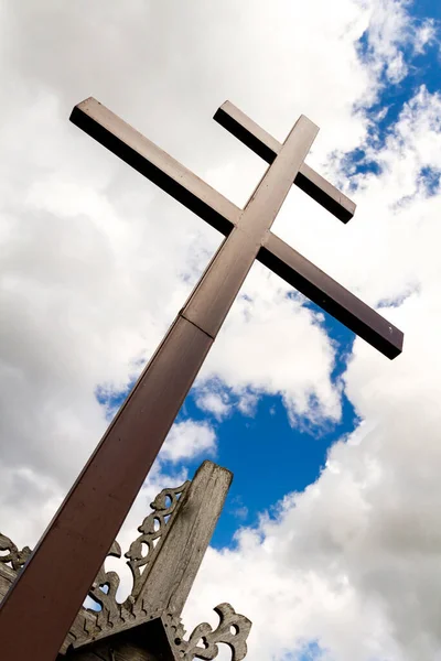 Närbild Skott Kors Hill Crosses Berömd Plats För Pilgrimsfärd Norra — Stockfoto