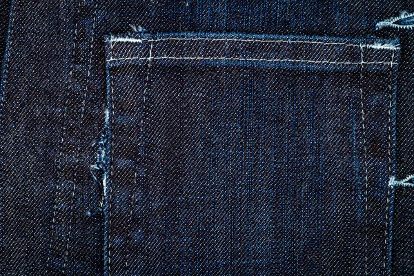 Tmavě Modré Džíny Tkaniny Hrubé Kapesní Pozadí Džíny Detail Modré — Stock fotografie