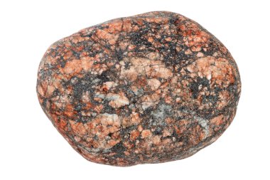Top view of single black and red pebble isolated on white background. clipart