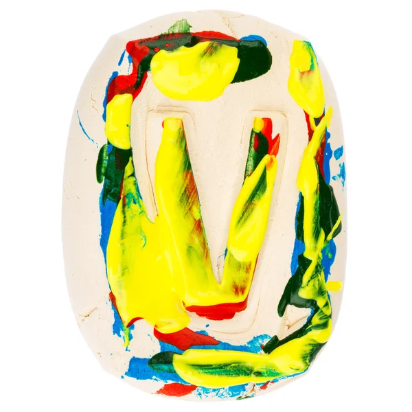 Renkli Beyaz kil harfi V el yapımı — Stok fotoğraf
