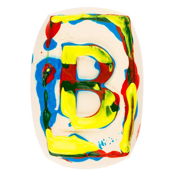 Ručně vyráběné z bílé hlíny písmeno B barevný — Stock fotografie