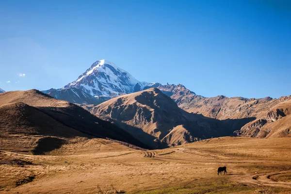 Mount Kazbek i de kaukasiska bergen — Stockfoto