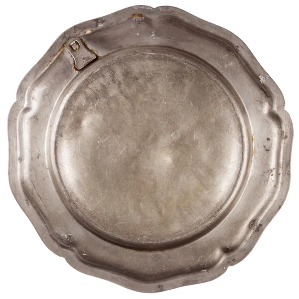 Bottom of old pewter plate — Stock Photo, Image