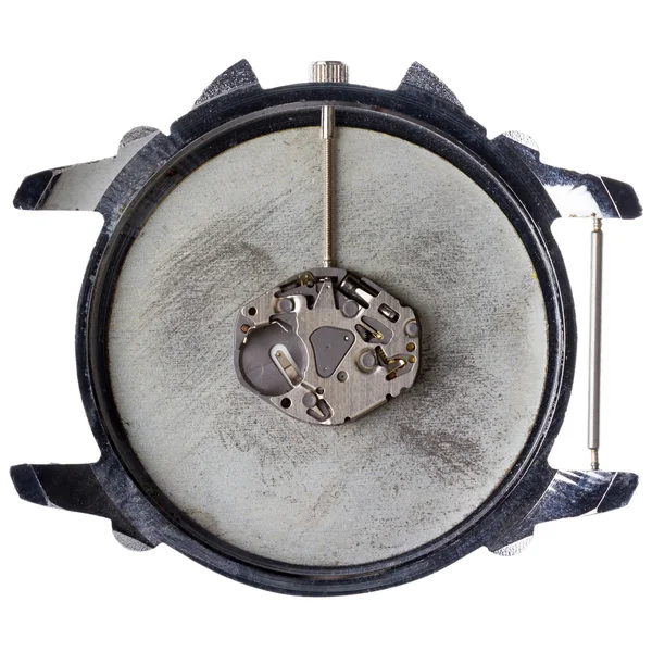 Quartz watch movement in old grungy clock — Stock Photo, Image
