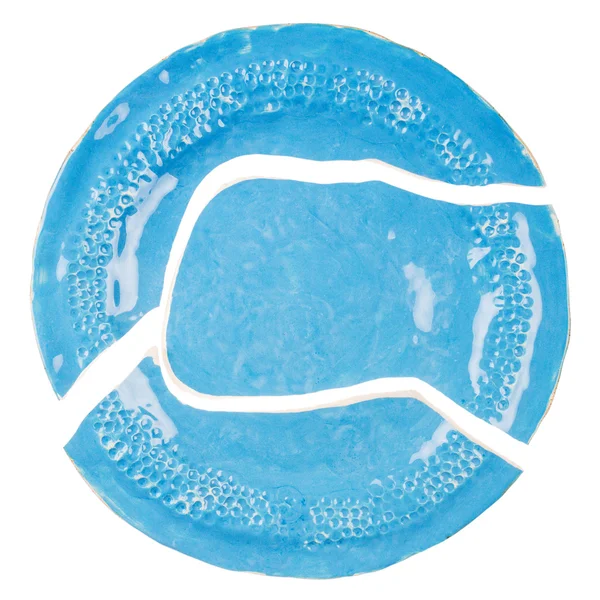 Broken blue ceramic plate — Stock Photo, Image