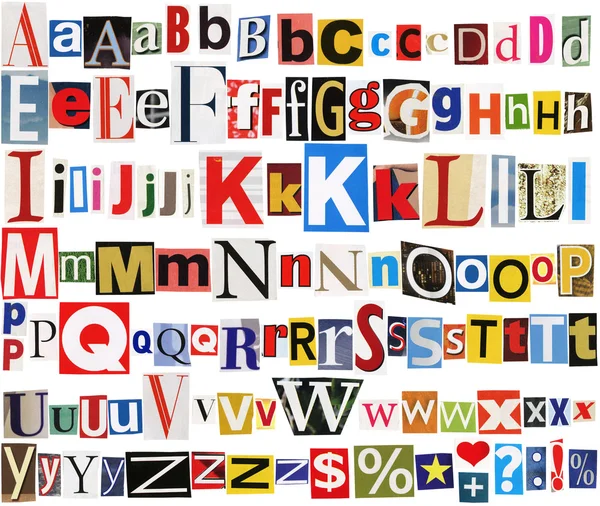 Colorful newspaper alphabet — Stock Photo, Image