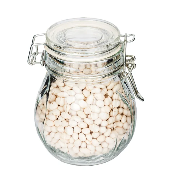 Glass jar filled with beans — Stock Photo, Image