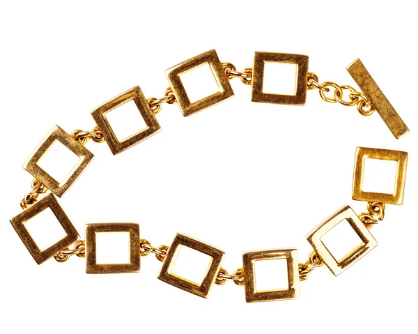 Pulsera antigua cadena de oro hecha de grandes eslabones cuadrados — Foto de Stock