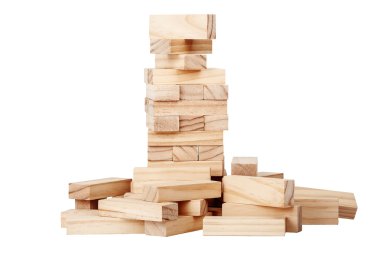 Collapsed wooden blocks tower  clipart
