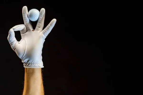 Golf Eldiveni Takan Oyuncu Parmaklarında Golf Topu Tutuyor — Stok fotoğraf
