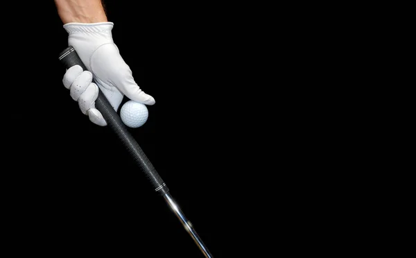 Jogador Usando Uma Luva Golfe Segurando Uma Bola Golfe Taco — Fotografia de Stock