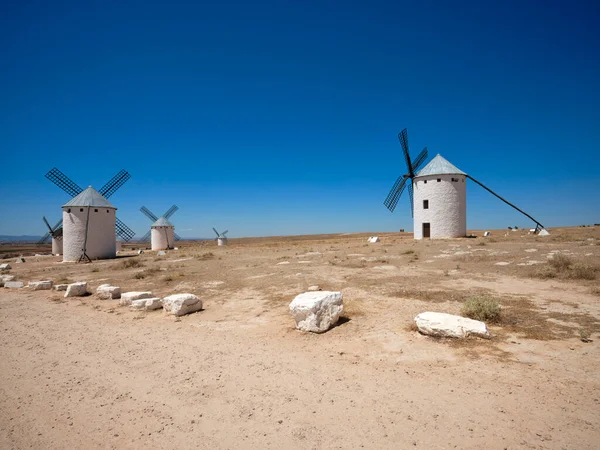 Windmills Campo Criptana Located Castile Mancha Sunny Day Summer Mills — Stock Photo, Image
