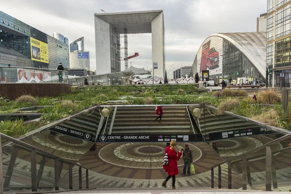 La Defense metro station entrance December 2015 , Paris — Stock Photo, Image