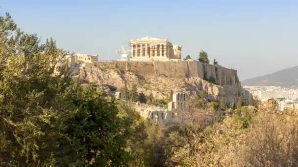 Night falls on Acropolis, Athens, Greece — Stock Video