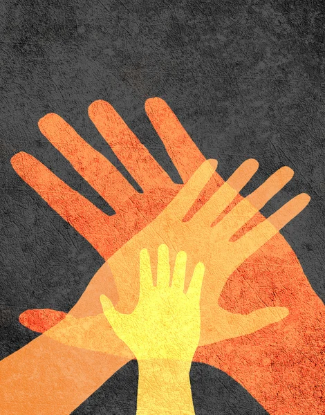 Три оранжевых руки — стоковое фото