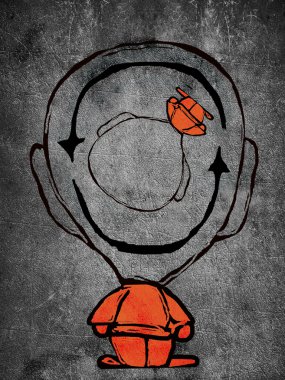 adam adam kafa karışıklığı konsept illüstrasyon