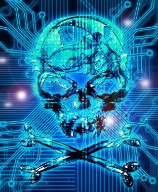 arka plan ile kafatası dijital illüstrasyon