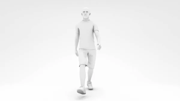 Hombre Tela Blanca Caminando Ilustración Computadora — Foto de Stock