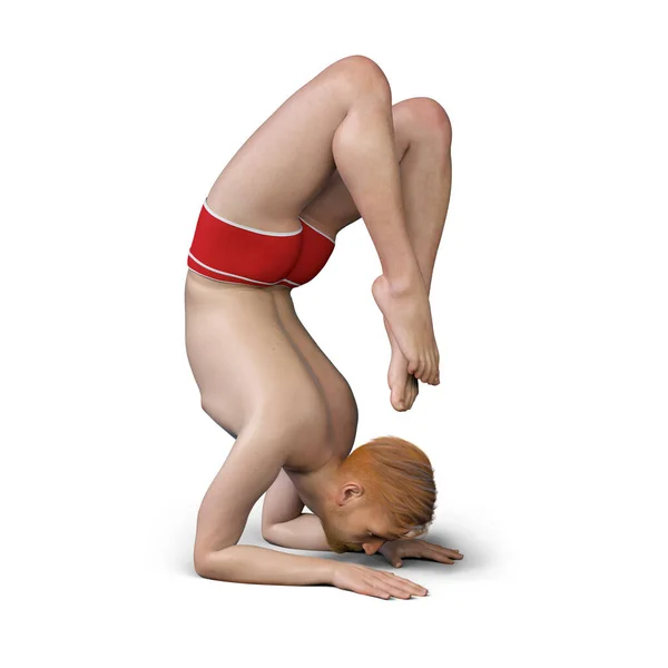 Illustration Man Scorpion Yoga Position Vrischikasana — Stock Photo, Image