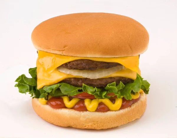 Double Cheeseburger Light Background — Stock Photo, Image